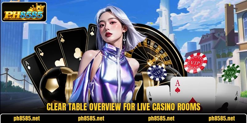Clear table overview for live casino rooms Clear table overview for live casino rooms