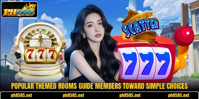 Popular themed rooms guide members toward simple choices Popular themed rooms guide members toward simple choices