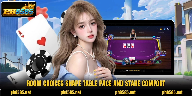Room choices shape table pace and stake comfort