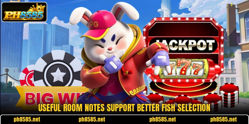 Useful room notes support better fish selection